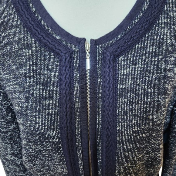 Talbot's Woman Navy Blue and White Collarless Zip Up Blazer, 14W NWT - Picture 7 of 11